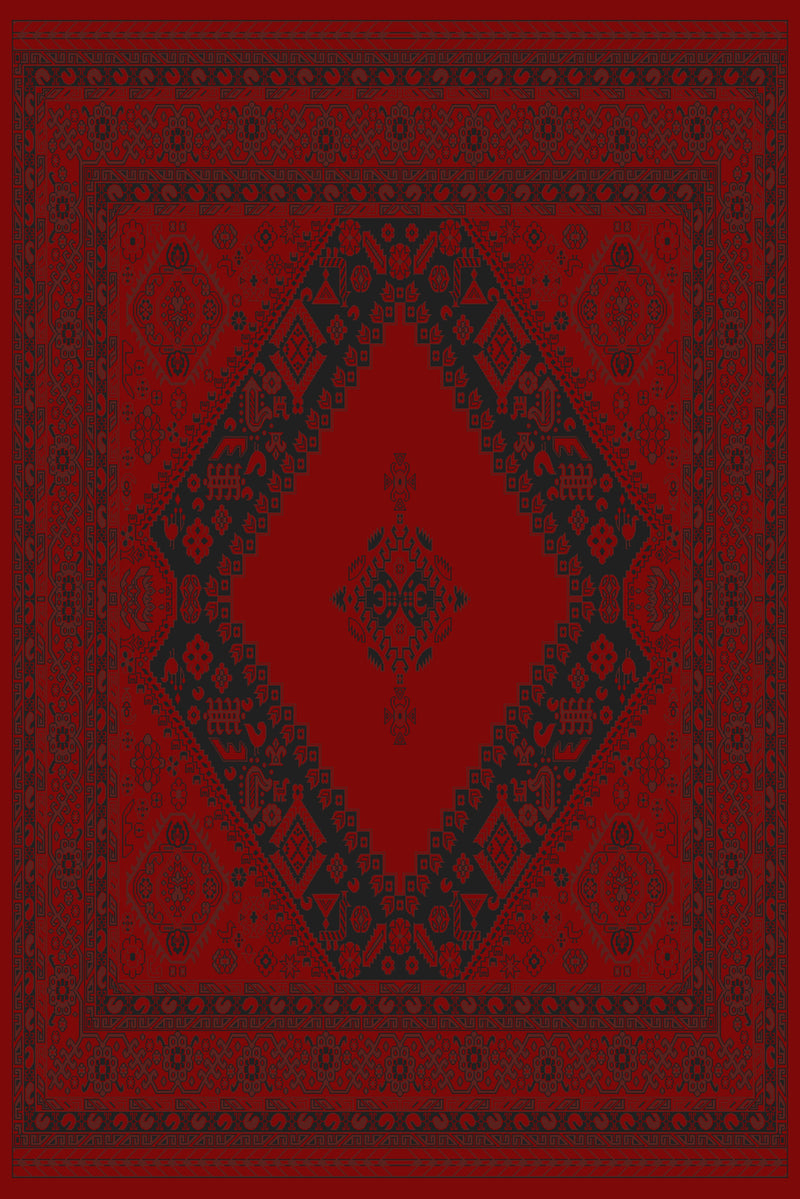 Red and black open diamond Turkish rug, design 05368A — Stylish Rugs & Carpets, Sacramento