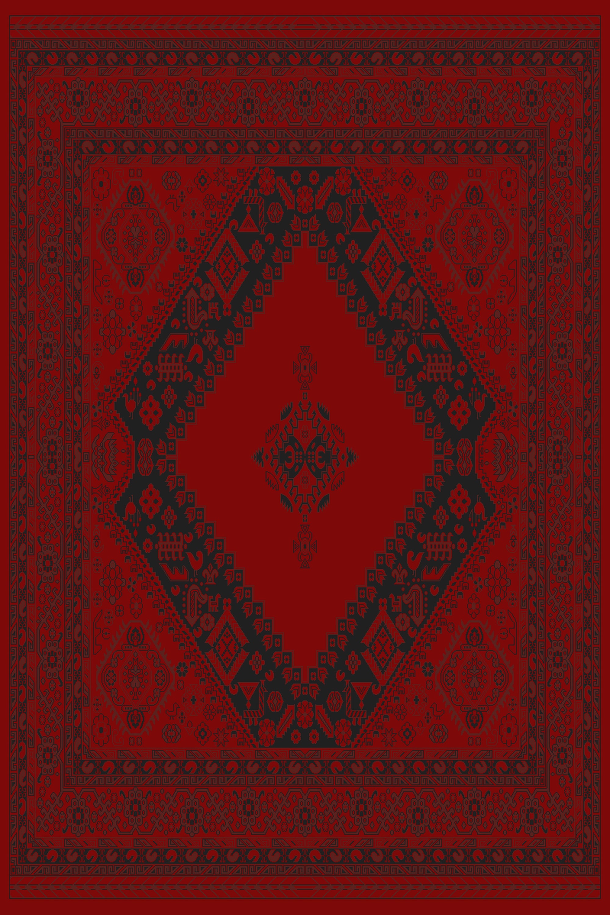 Red and black open diamond Turkish rug, design 05368A — Stylish Rugs & Carpets, Sacramento