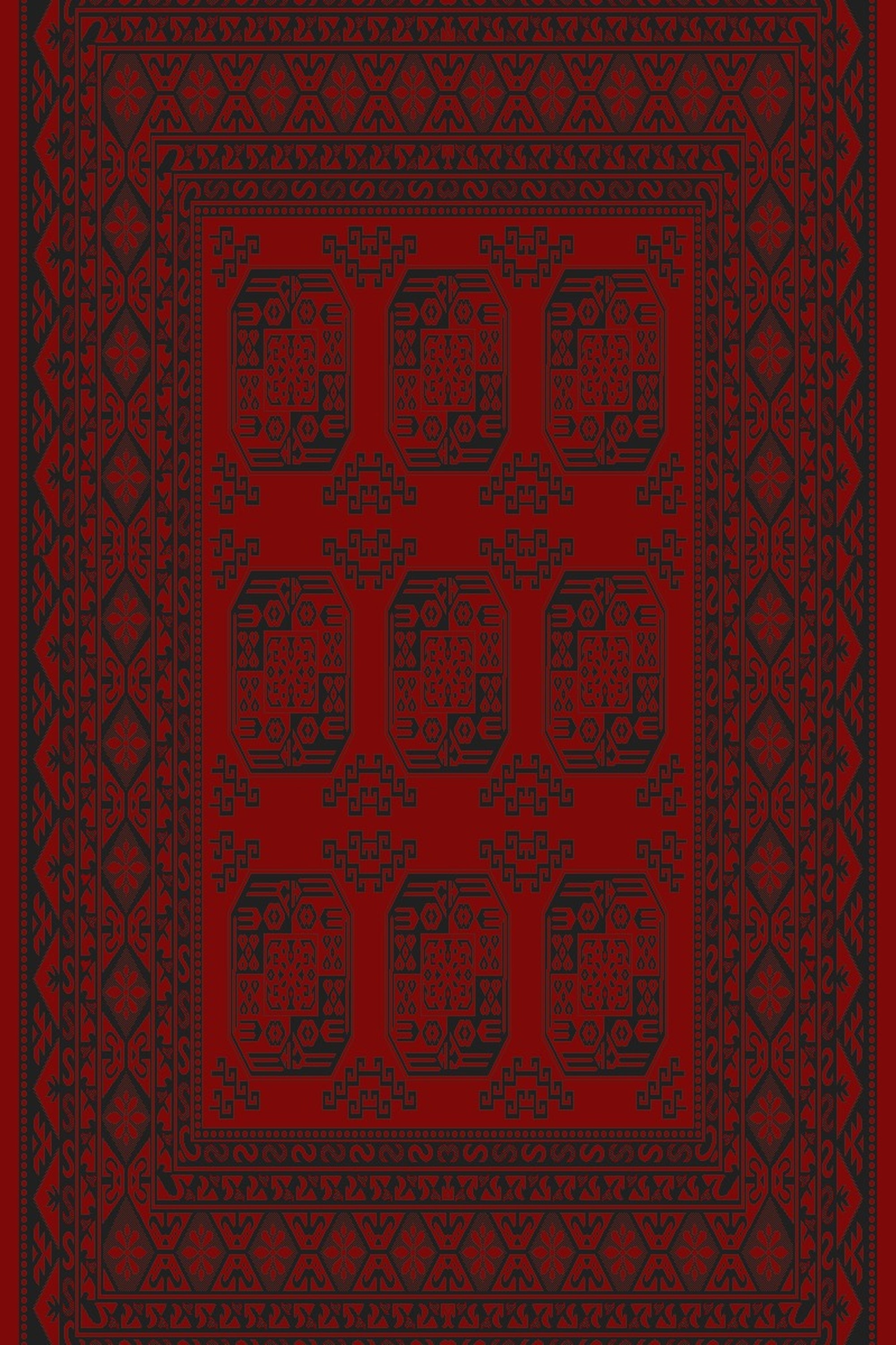 Turkmen Bokhara area rug, design 05363A, red and black elephant-foot medallions, 2x3 m — Stylish Rugs & Carpets, Sacramento